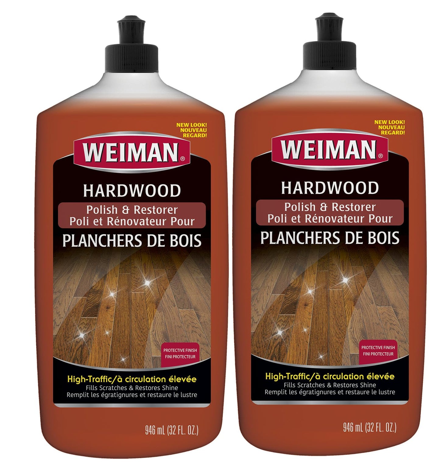 Weiman Wood Floor Polish and Restorer 32 Ounce (2 Pack) - High-Traffic Hardwood Floor, Natural Shine, Removes Scratches, Leaves Protective Layer - Available at All In One Marketplace Canada