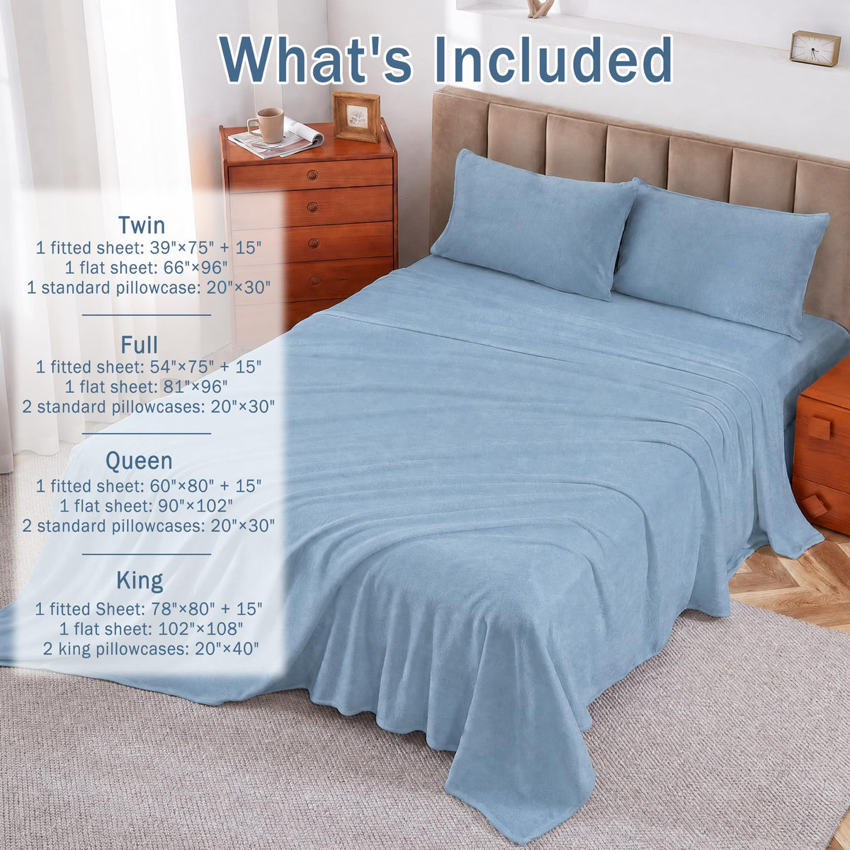 Softan Fleece Sheets, Soft as Flannel, Queen, Baby Blue 🍁 All In One Marketplace Canada