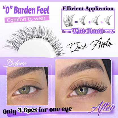Wispy Lash Clusters Invisible Band Natural Lash Extensions Waterproof 8-16mm Cluster Eyelash Extension D Curl DIY Individual Cluster Lashes by ALICE