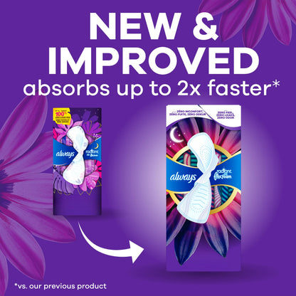 Always Radiant with FlexFoam Pads, Size 5, Extra Heavy Overnight Absorbency, with Wings, Lightly Scented, Up to ZERO leaks, ZERO feel, ZERO odor, 54 Count 🍁 All In One Marketplace Canada