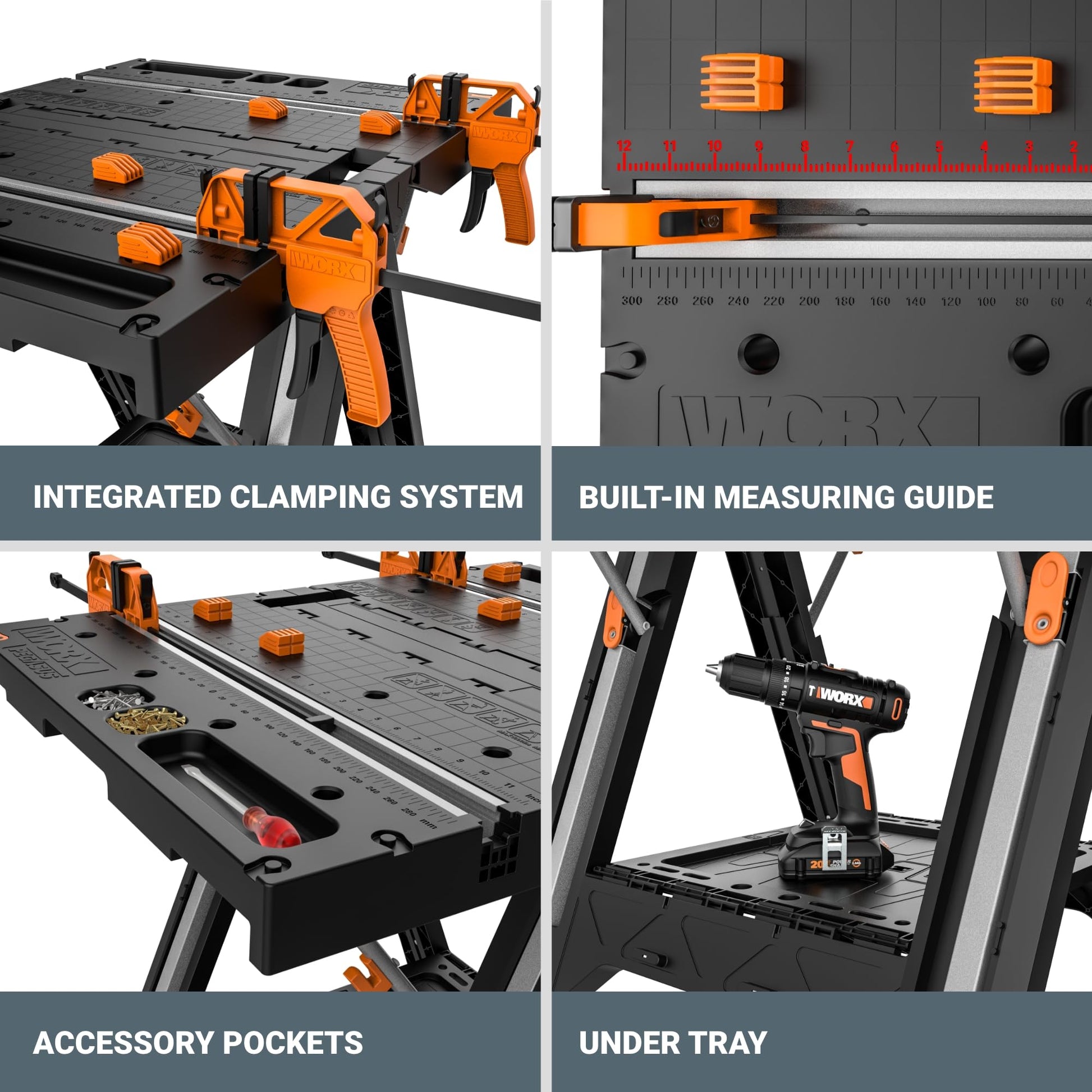 WORX WX051 Pegasus Folding Work Table with Quick Clamps - Available at All In One Marketplace Canada