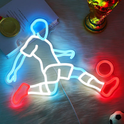 FULLOSUN Soccer Neon Sign, Dimmable LED Football Player Night Light, USB Powered for Man Cave Game Room Bedroom Party Wall Decor, Gift for Soccer Sports Lover Man Boy Teen Kid Birthday Christmas 🍁 All In One Marketplace Canada