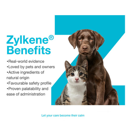 Vetoquinol Zylkene – Veterinary Health Product - Calm and Relaxed Behaviour in Pets During Stressful Events - 75 mg - Cats and Small Dogs - 30 Caps