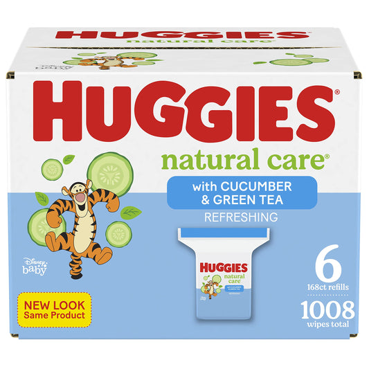 Baby Wipes, Huggies Natural Care Refreshing, SCENTED, Hypoallergenic, 6 Refill Packs, 1008 Count