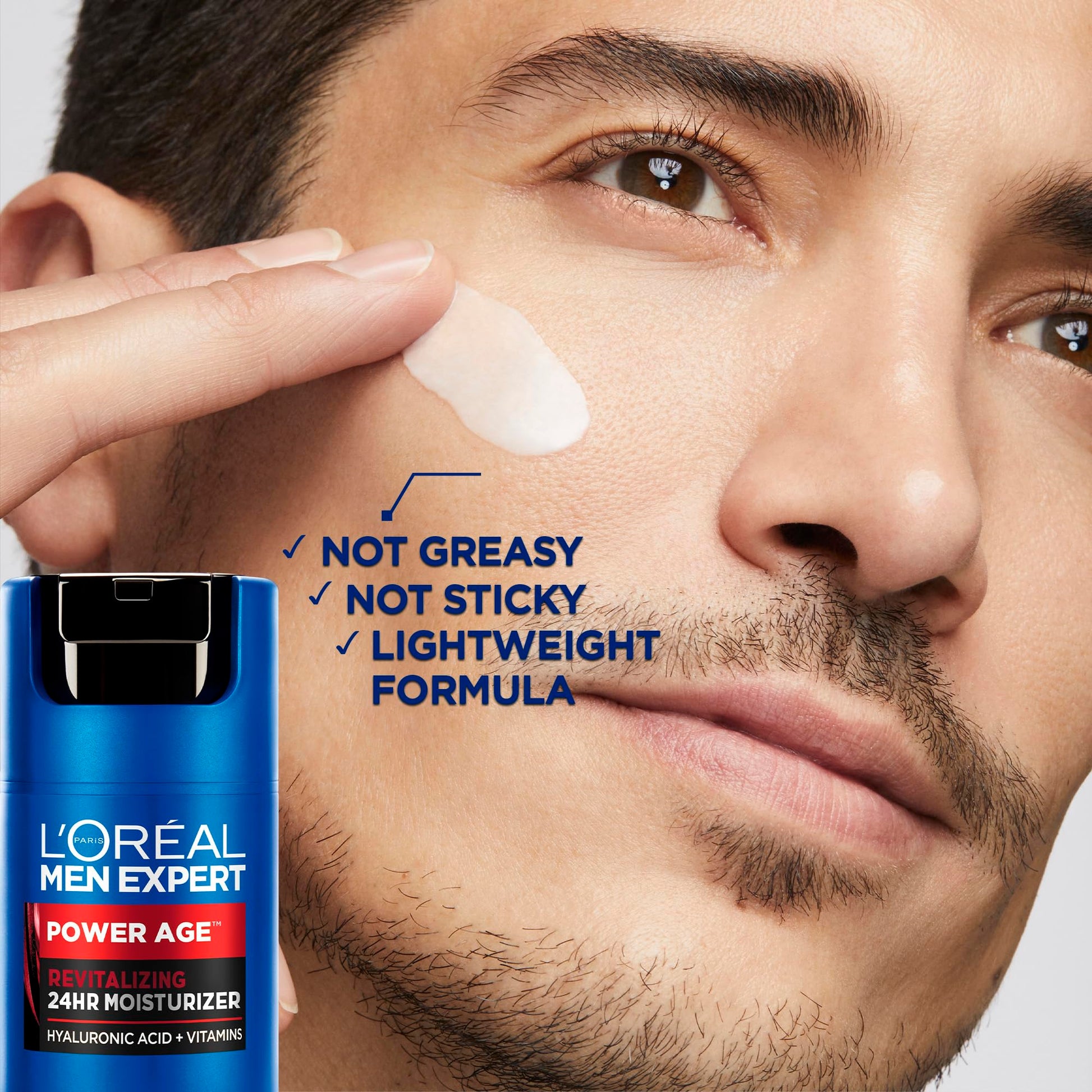 L'Oréal Paris Men Expert 24 HR Hydrating Moisturizer for Men with Hyaluronic Acid and Vitamins, Fights Signs of Aging, Power Age, Packaging May Vary, 50 mL - Available at All In One Marketplace Canada