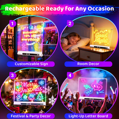 Geokay 16“ Rechargeable LED Drawing Board, 9-Color Light Modes with Timer 🍁 All In One Marketplace Canada