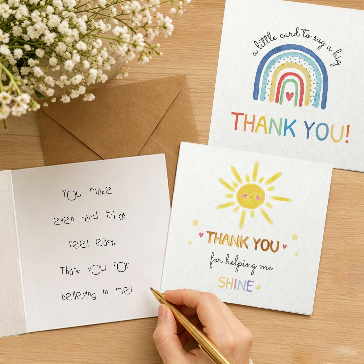 27 Teacher Thank You Cards 9 Classroom Designs with Gold Foil 15x15 cm - Available at All In One Marketplace Canada