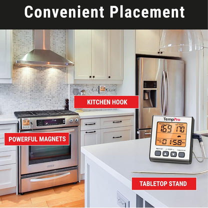 TempPro Digital Meat Thermometer for Cooking and Grilling, BBQ Food Thermometer with Backlight and Kitchen Timer, Grill Temperature Probe Thermometer for Smoker, Oven, Baking,Oil(Previously ThermoPro) - Available at All In One Marketplace Canada
