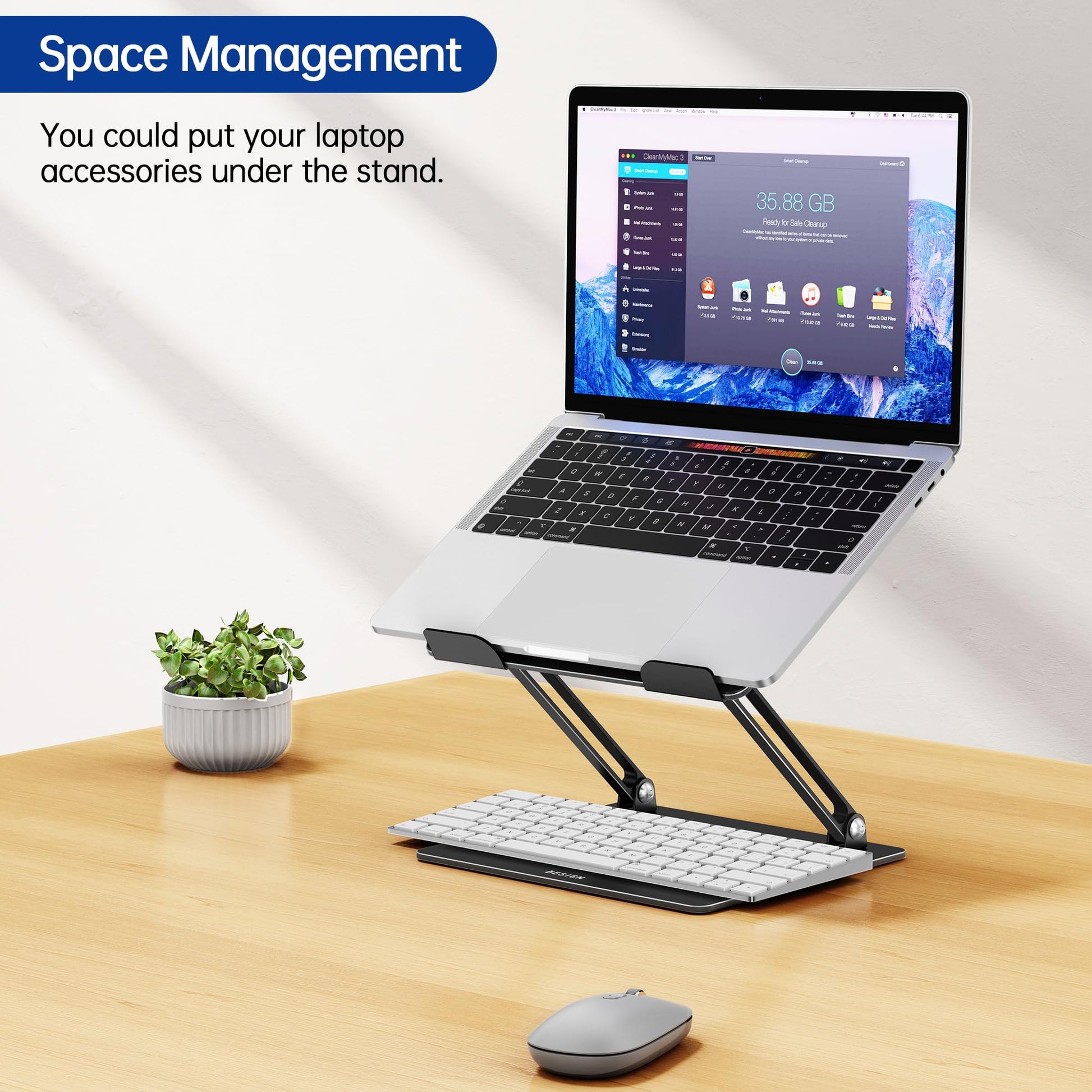 Besign LS10 Laptop Stand for Desk, Ergonomic Adjustable Notebook Tablet Stand, Riser Holder Computer Stand Compatible with Air, Pro, Dell, HP, Lenovo More 10-14" Laptops, Lapdesks (Black) - Available at All In One Marketplace Canada