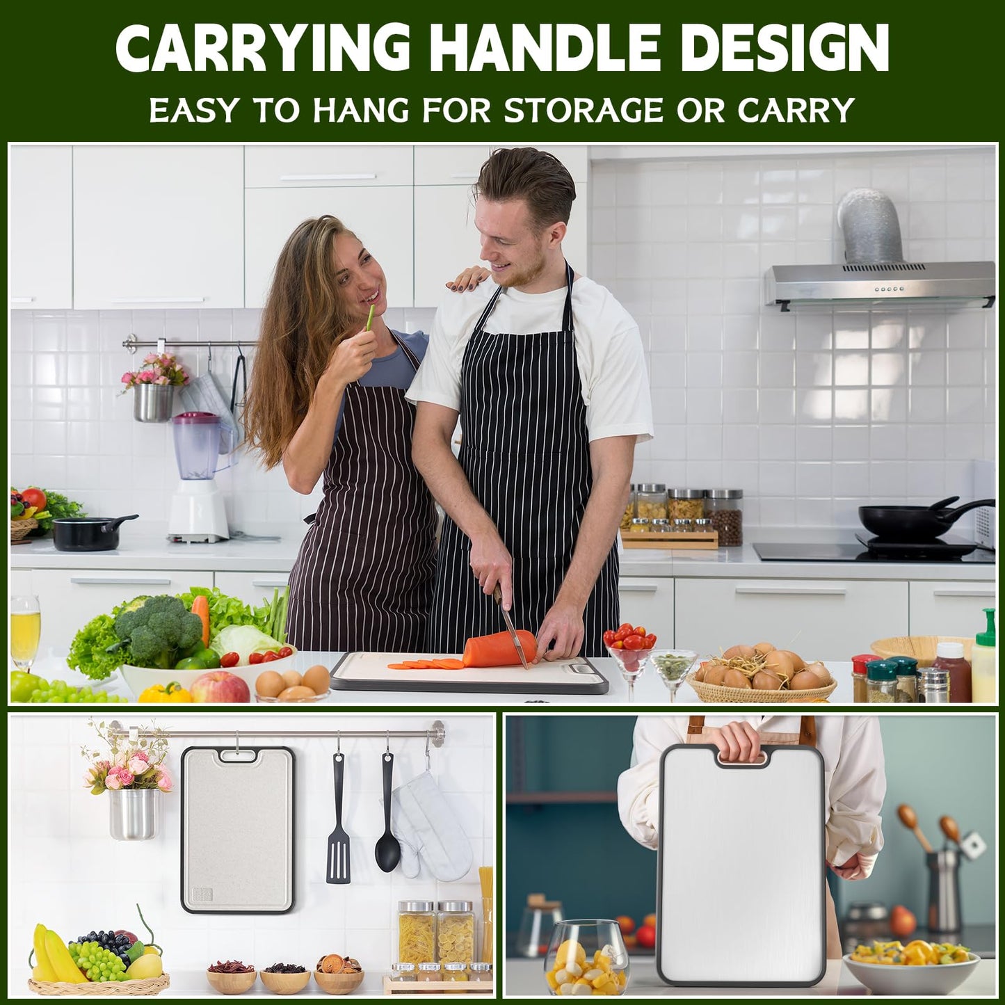 Cutting Board,Titanium Cutting Board, Kitchen Essentials, Cutting Boards for Kitchen, Double Sided Food Grade, Planche a Decouper, Chopping Board and Wheat Straw PP, Easy to Clean Large Size 16”×11” - Available at All In One Marketplace Canada