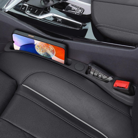 Homaupt Car Seat Gap Filler, 2 Pack PU Leather Fill The Gap Between Seat and Center Console, Seat Crevice Blocker Stop Things from Dropping, Universal Vehicle Interior Accessories Black