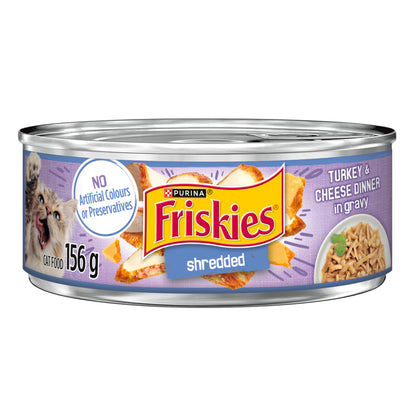 Friskies Shredded Wet Cat Food, Turkey & Cheese Dinner in Gravy - 156 g Can (24 Pack) 🍁 All In One Marketplace Canada