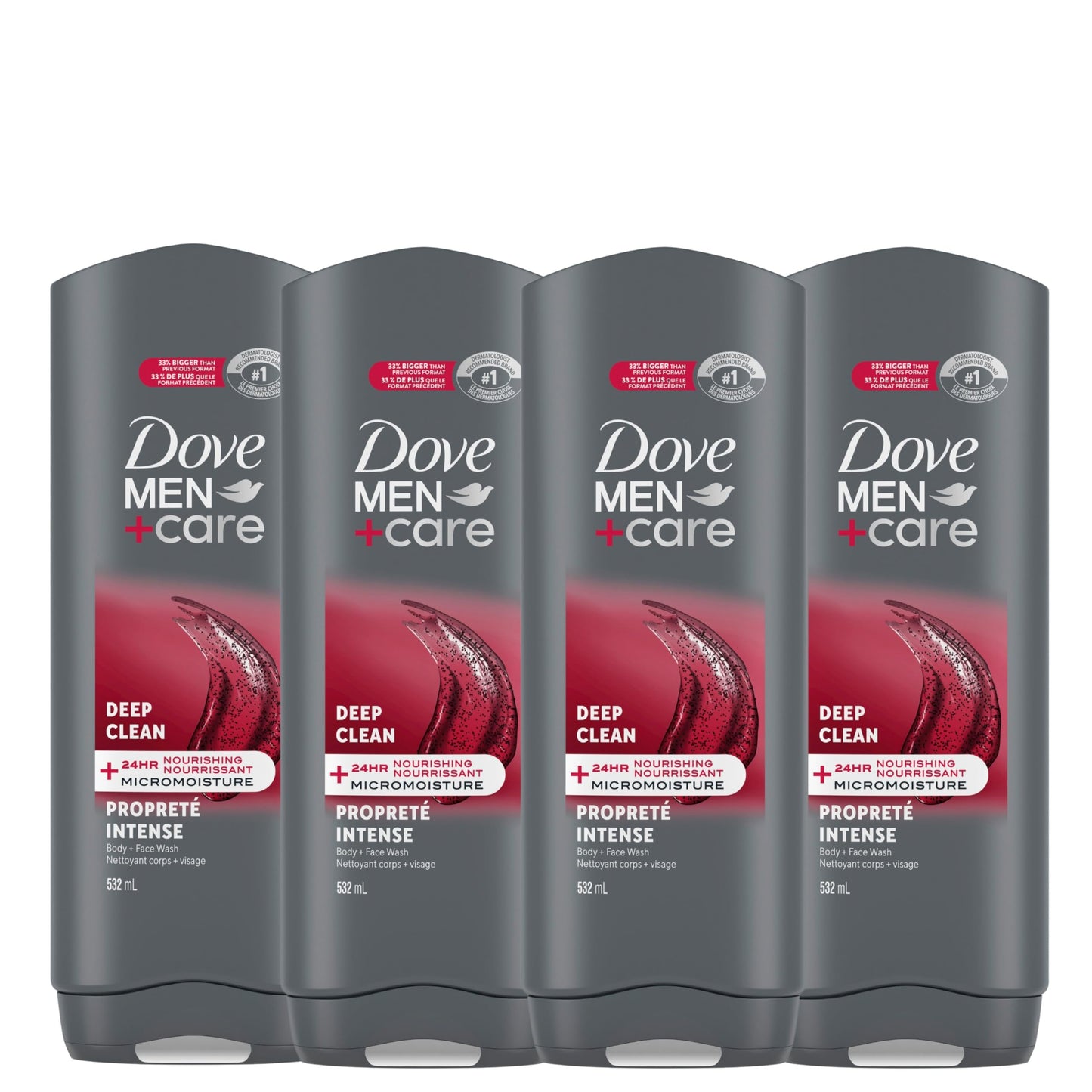 Dove Men+Care Body and Face Wash with 24-hour Nourishing Micromoisture, Deep Clean, Men's Body Wash, 532mL (Pack of 4) 🍁 All In One Marketplace Canada Dove Men + Care