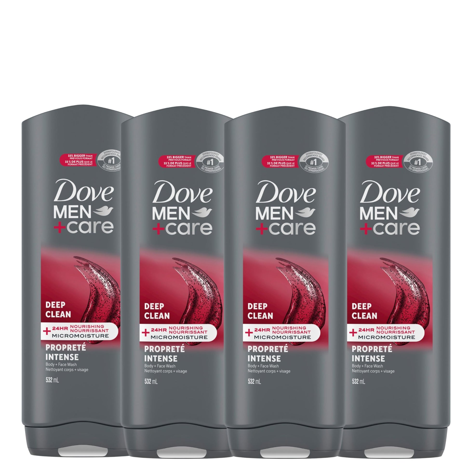 Dove Men+Care Body and Face Wash with 24-hour Nourishing Micromoisture, Deep Clean, Men's Body Wash, 532mL (Pack of 4) 🍁 All In One Marketplace Canada Dove Men + Care