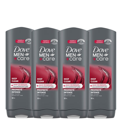 Dove Men+Care Body and Face Wash with 24-hour Nourishing Micromoisture, Deep Clean, Men's Body Wash, 532mL (Pack of 4) 🍁 All In One Marketplace Canada Dove Men + Care