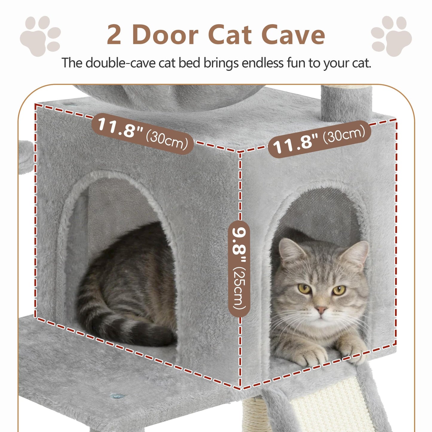 Gitelsnour Cat Tree, Cat Tower with condo, 2 Baskets, Large Platform, Scratch Board, Cat Scratching Posts for Indoor Cats, Light Gray GCT003SW