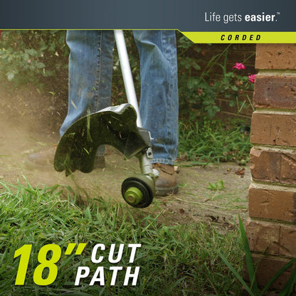 Greenworks 10 Amp 18″ Electric Corded String Trimmer – Powerful Lawn Edger & Grass Cutter with Easy Bump Feed, Lightweight & Attachment Capable Design for Yard, Driveway & Garden Maintenance Greenworks