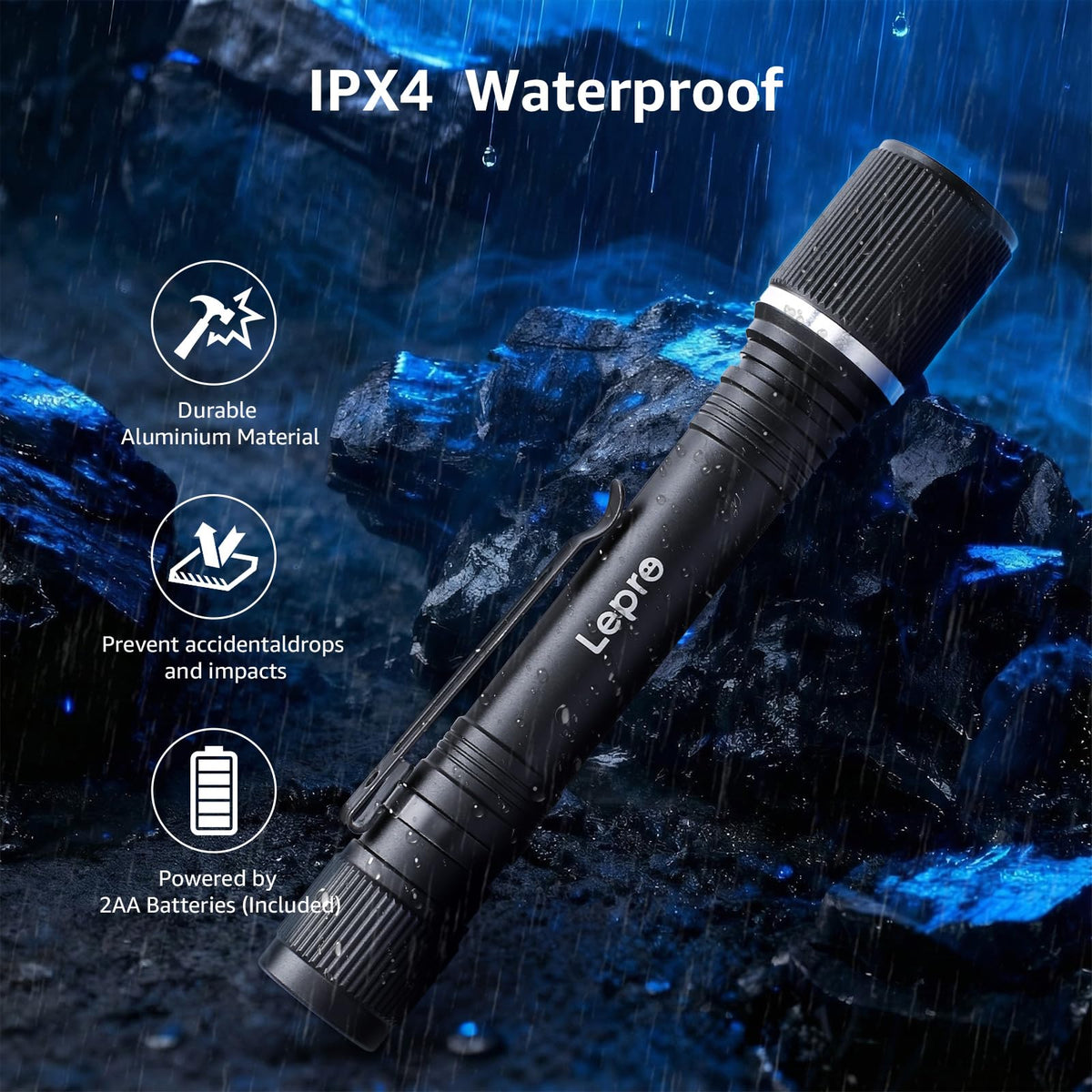 Lepro Flashlight, Led Flashlight with AA Battery Included, LED Torch for Emergency Camping Hiking Dog Walking, Halloween, Christmas (2 Pack) 🍁 All In One Marketplace Canada