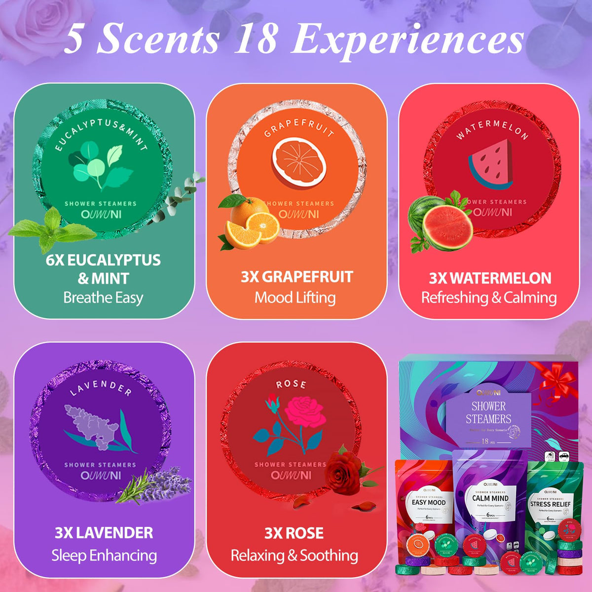 Shower Steamers Aromatherapy Pods- 18 Pack Shower Bombs Organic Essential Oils, Womens Stocking Stuffers, Christmas Self Care Gifts for Women Mom Her Grandma Wife, White Elephant Gifts 🍁 All In One Marketplace Canada