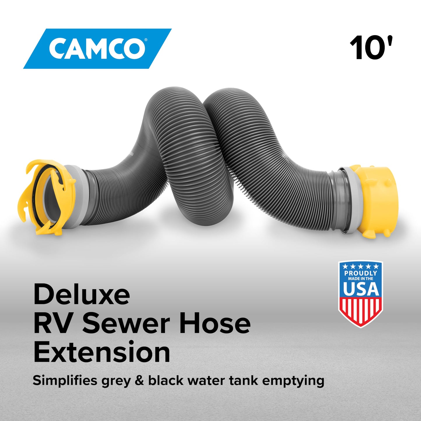 Camco 39665 Deluxe 10' Sewer Hose Extension - Heavy Duty Design with Swivel Fittings, Easy To Use and Compresses For Simple Storage, Storage Caps Included , Gray 🍁 All In One Marketplace Canada