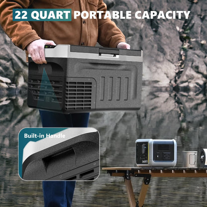 EUHOMY 12 Volt Refrigerator, 22QT(21L) 12V Cooler, Compressor Electric Cooler -4℉~68℉, 12V Fridge 12/24V DC 110-240V AC, Portable Freezer for Camping, Travel, Truck, Home EUHOMY