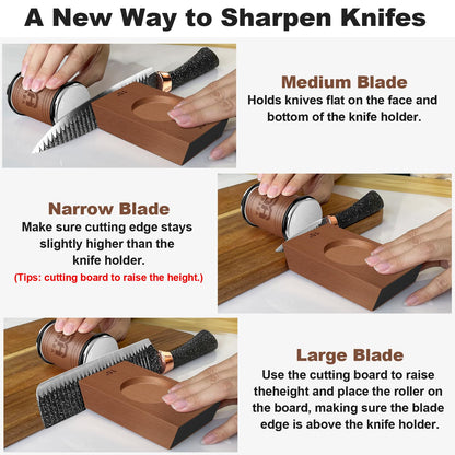 Abardi Rolling Knife Sharpener, Knife Sharpening with Diamonds Made Easy, Knife Sharpeners Kit with 15 & 20 Degree Magnetic Angle, Kitchen Gadgets Birthday Gifts for Men Dad Husband Fathers (Walnut) - Available at All In One Marketplace Canada