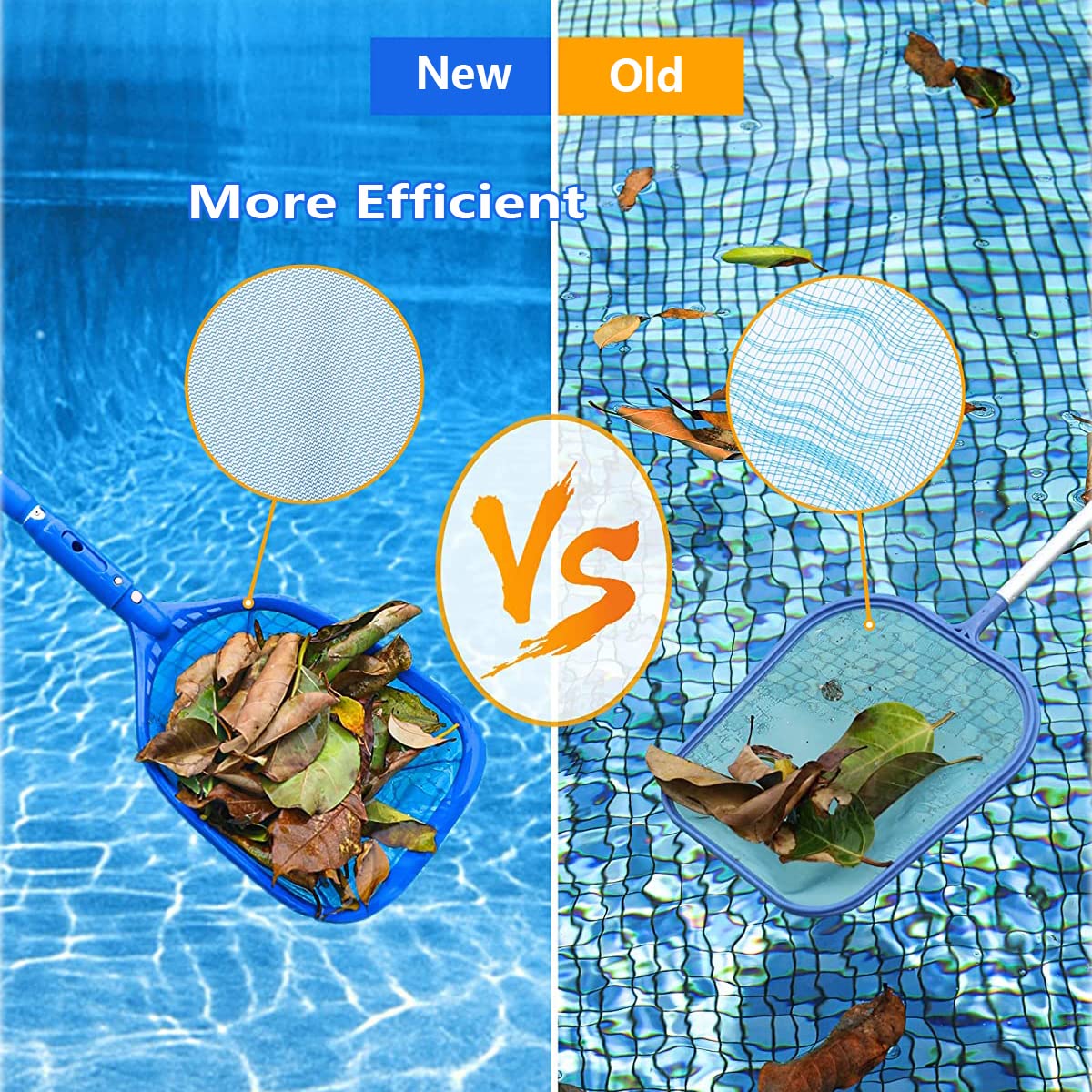 FBSPORT Pool Skimmer Net with Telescopic Pole, 59 inch Swimming Pool Leaf Net, Fine Mesh Pool Net, Pool Cleaner Maintenance Tool-Easy to Collecting Leaves for Swimming Pools, Hot Tubs, Ponds - Available at All In One Marketplace Canada