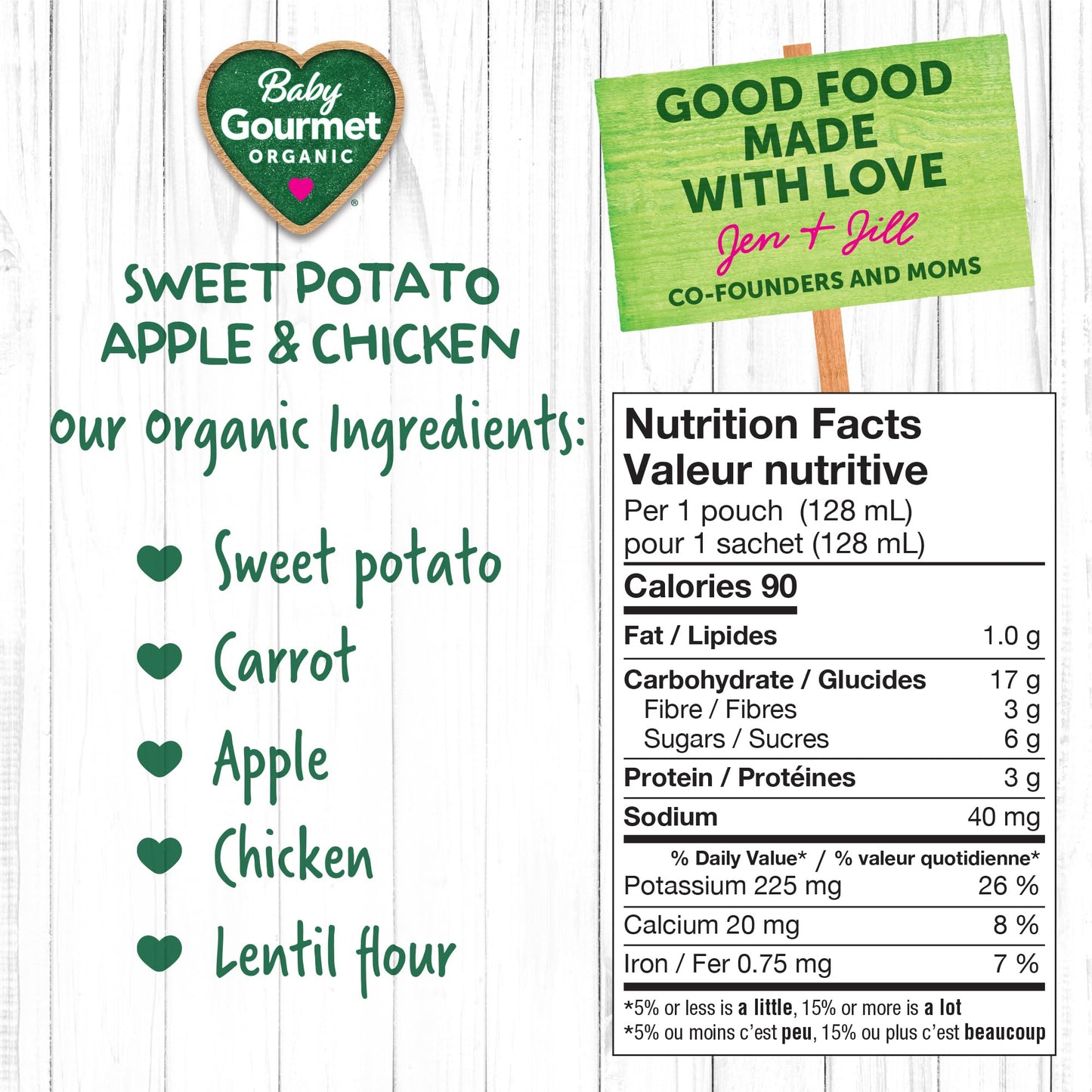 Baby Gourmet Sweet Potato Apple & Chicken, 16 × 128 mL Pouches | 6 Months+ | Organic Protein Meal | No Added Sugar or Salt | Canadian Brand 🍁 All In One Marketplace Canada