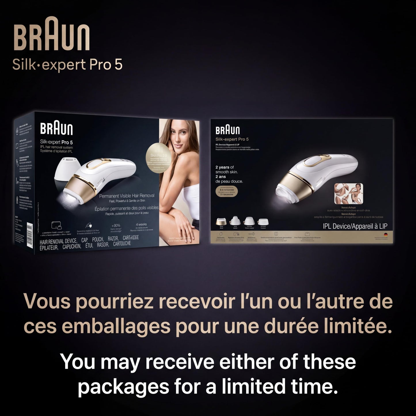 Braun Silk-Expert Pro 5 IPL PL5157 at Home Laser Hair Removal for Women and Men with Premium Pouch, Venus Razor, 2 Heads