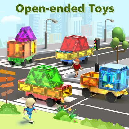Feoxialy Magnetic Tiles Cars 4 PCS Magnet Tiles Set Construction Kids Toys 🍁 All In One Marketplace Canada
