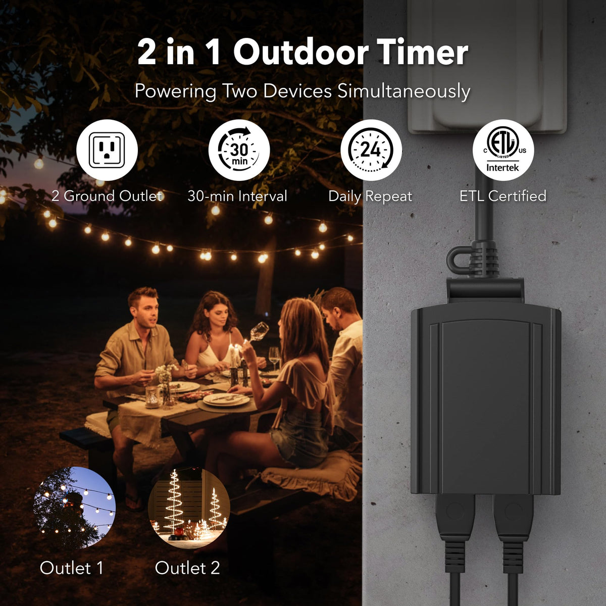 BN-LINK Outdoor 24-Hour Mechanical Timer Outlet, 2 Grounded Outlets 🍁 All In One Marketplace Canada