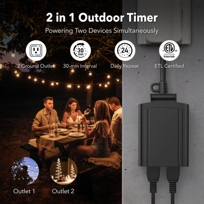 BN-LINK Outdoor 24-Hour Mechanical Timer Outlet, 2 Grounded Outlets 🍁 All In One Marketplace Canada