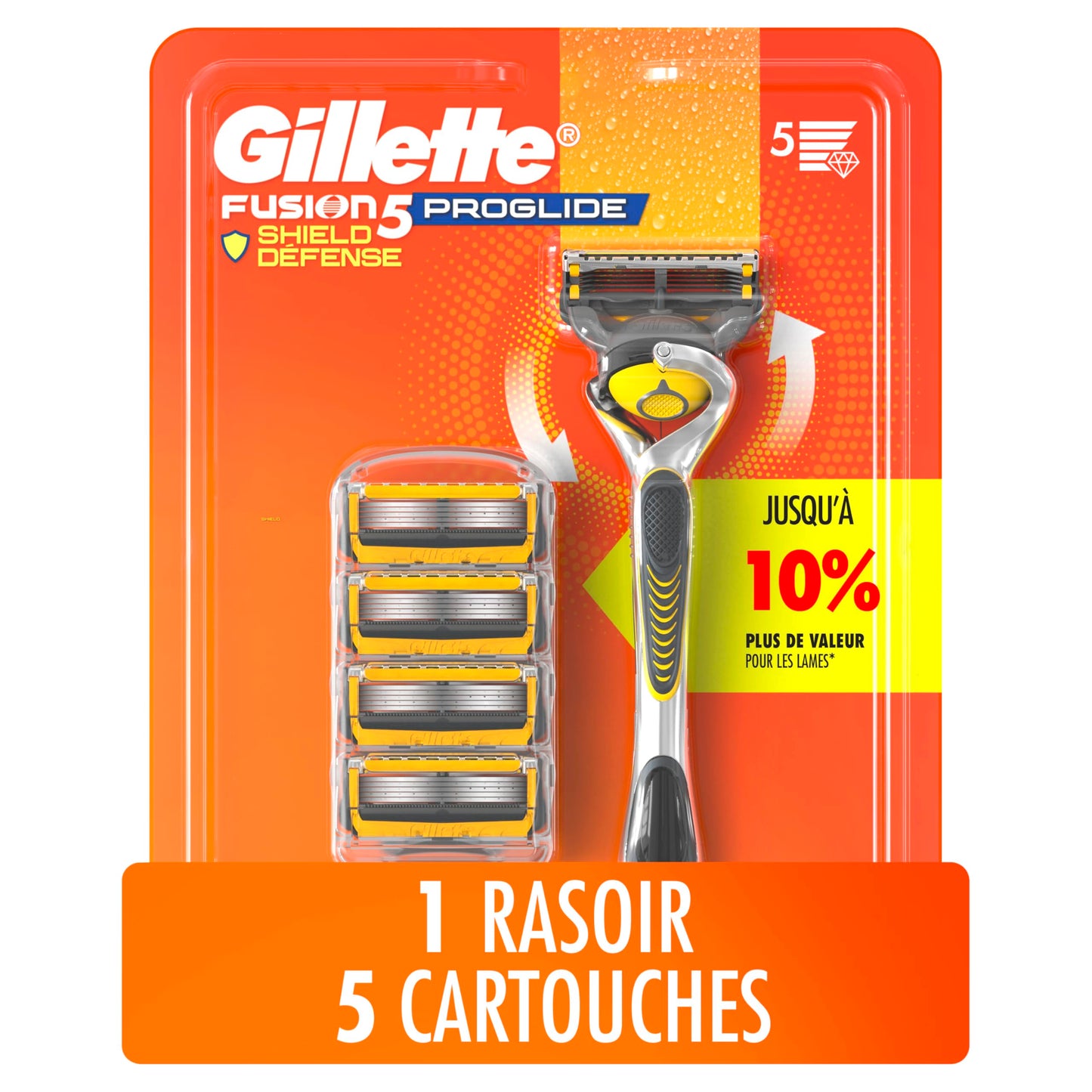 Gillette ProShield Mens Razor, 1 Handle + 5 Blade Refills, 1 Count (Pack of 1) Gillette