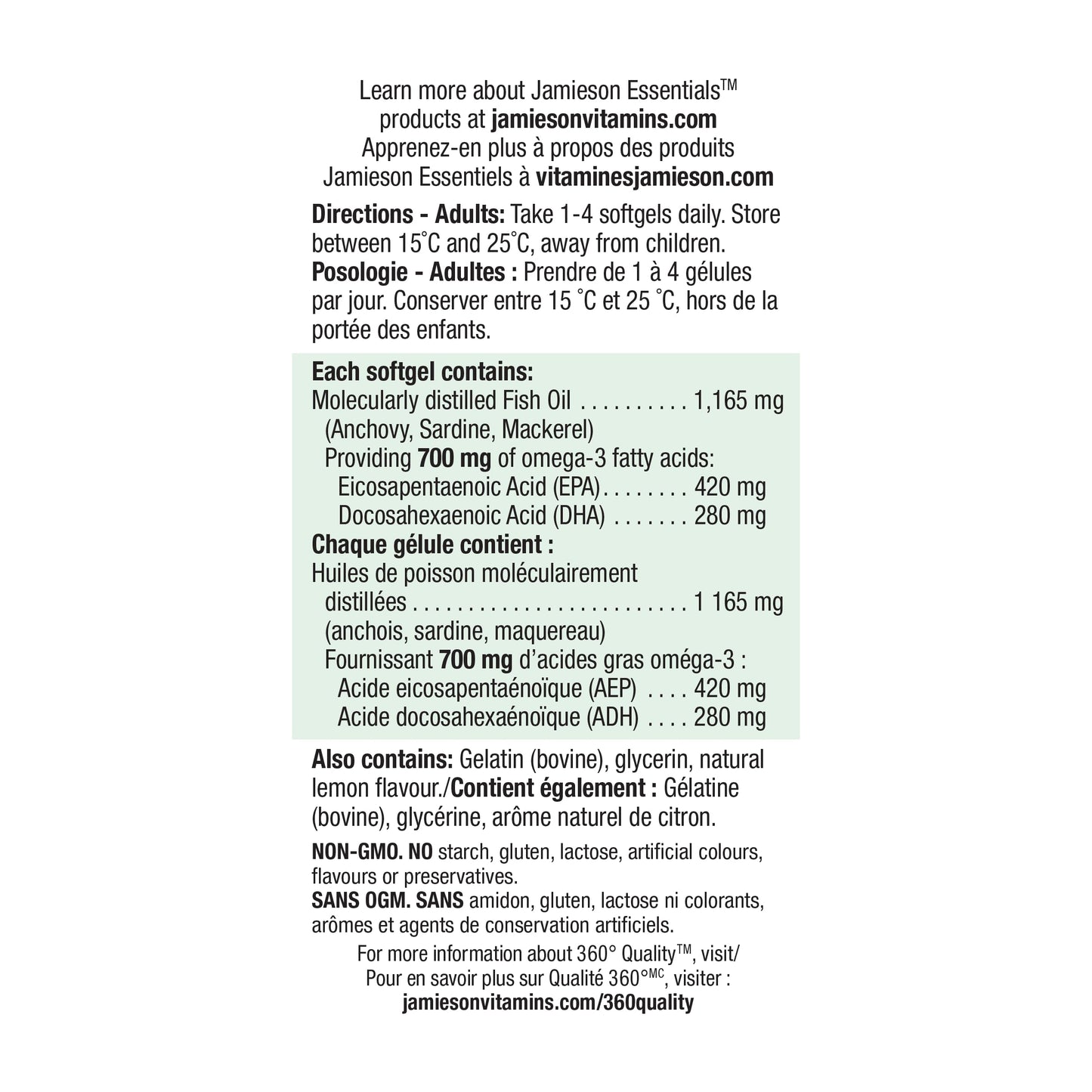Jamieson Extra Strength Omega-3 700 mg, No Fishy Aftertaste, Supports Heart, Brain, and Eye Health, Arthritis Support. With EPA and DHA, Non-GMO, Gluten-Free, 100 Softgels, Proudly Canadian Jamieson
