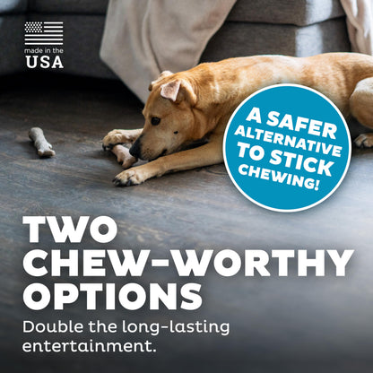 Outward Hound Dogwood Wood Durable Dog Chew Toys, Real Wood & Calming Hemp, 2-Pack, Medium Pupstages