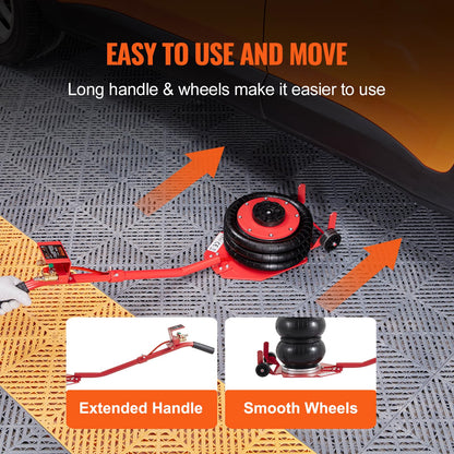 VEVOR Air Jack, 3 Ton/6600 lbs Triple Bag Air Jack, Airbag Jack with Six Steel Pipes, Lift up to 17.7 inch/450 mm, 3-5 s Fast Lifting Pneumatic Jack, with Long Handles for Cars, Garages, Repair, (Red) VEVOR