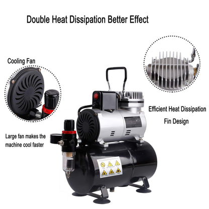 Timbertech Professional Upgraded Piston Airbrush Compressor with Motor Cool Down Fan ABPST08, Max 57PSI, Quiet Airbrush Compressor with Tank for Airbrush Paint, Nails, Tattoo, Makeup, Cake Painting 🍁 All In One Marketplace Canada