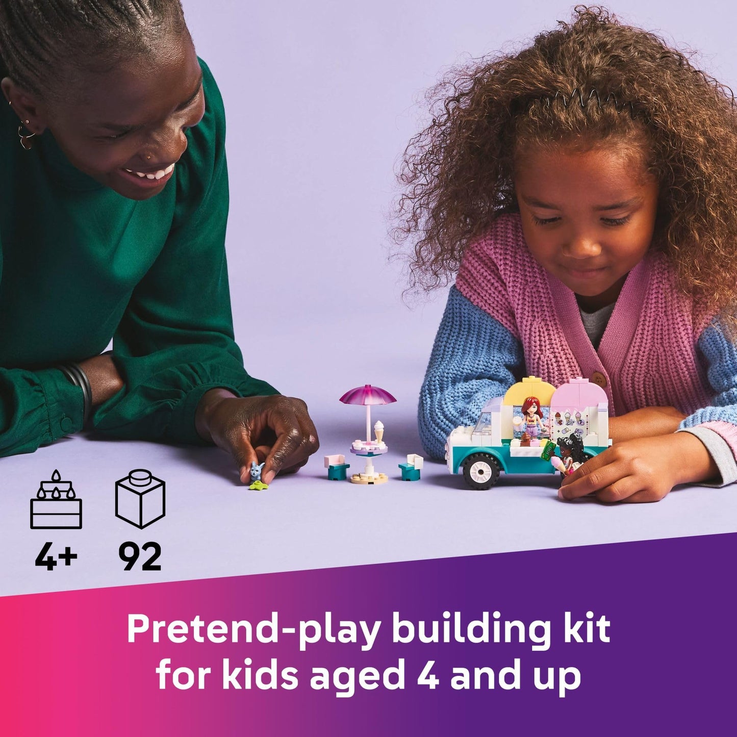 LEGO Friends Heartlake City Ice Cream Truck Toy - Building Toy Pretend Play Set for Kids, Girls and Boys, Ages 4+ - Preschool Building Blocks with 2 Minidolls and Rabbit Figure - 42644 - Available at All In One Marketplace Canada