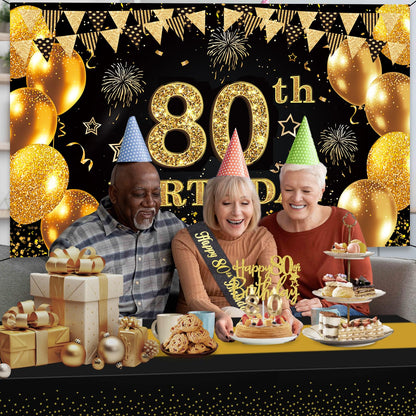 YeohJoy 80th Birthday Decorations for Men Women Black Gold 🍁 All In One Marketplace Canada