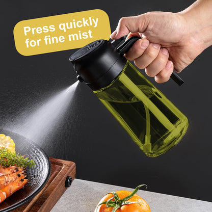 CXINYI 16oz/470ml Olive Oil Dispenser Bottle with Stickers - 2 in 1 Olive Oil Spray Bottle, Air Fryer & Salad, Light-Proof Glass Kitchen Gadgets, Black&Green - Available at All In One Marketplace Canada