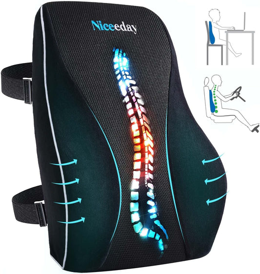 Lumbar Support Pillow for Office Chair Car Lumbar Pillow Lower Back Pain Relief Memory Foam Back Cushion with 3D Mesh Cover Gaming Chair Back Pillow Ergonomic Back Rest for Wheelchair Desk - Available at All In One Marketplace Canada