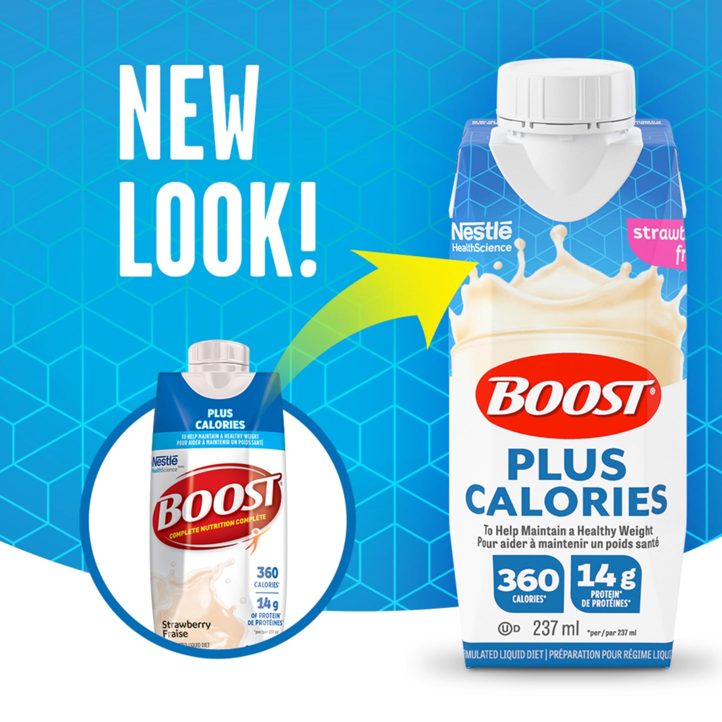 BOOST PLUS Complete Nutrition Drink, Strawberry, 6x237ml Bottles, Case Pack of 4, Packaging May Vary Boost