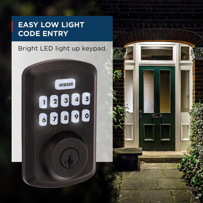 Weiser Powerbolt 3 Venetian Bronze Keyless Entry Door Lock/Deadbolt Lock, 10-Button Keypad Door Lock with Auto Lock and 12-Month Battery Life, Electronic Door Locks for Front Door, Home Décor 🍁 All In One Marketplace Canada