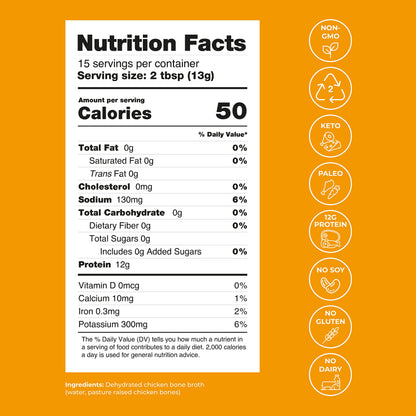 Bluebird Provisions Chicken Bone Broth Powder - Canadian-Made Chicken Bouillon with 12g Protein per Serving - Low Sodium Bone Broth Concentrate for Cooking & Sipping