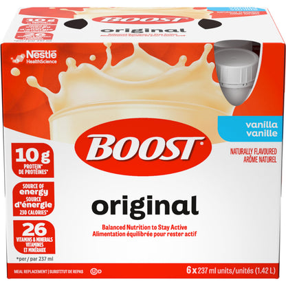 BOOST Original Vanilla Meal Replacement Drink – 6 Pack (237ml each), Case of 4