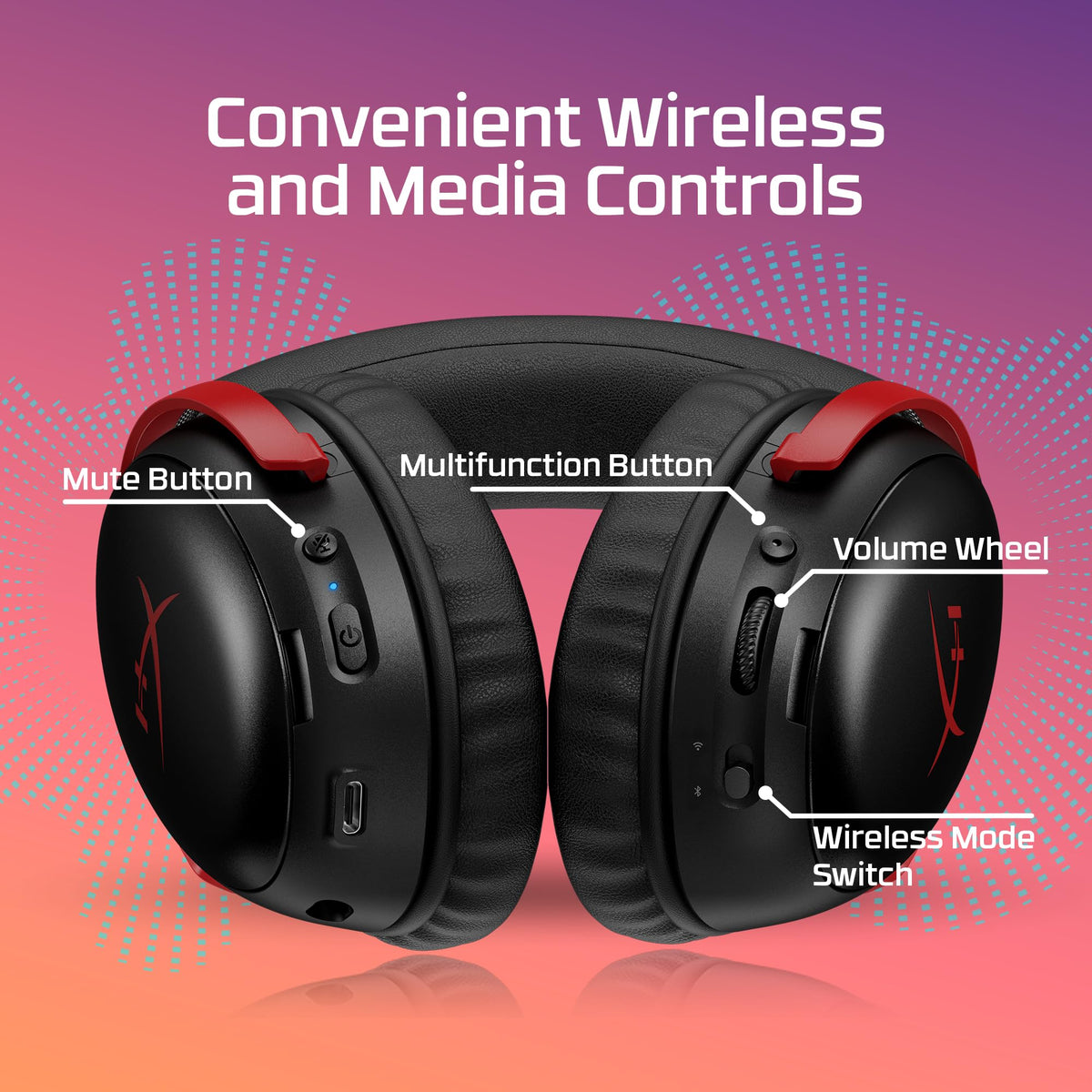 HyperX Cloud III S – Wireless Gaming Headset for Multi-Platform, 2.4GHz, Bluetooth, Battery Life up to 120 Hours 2.4GHz / 200 Hours Bluetooth, 53mm Angled Drivers, Detachable Mic – Black/Red