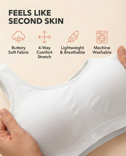 SHAPERMINT Soutien-gorge sans armatures pour femme – Bralette sans coutures à maintien complet, soutien-gorge de sport compressif, soutien-gorge minimiseur grande taille, soutien-gorge rembourré sans armatures pour femme Blanc