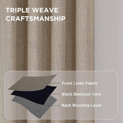 CUCRAF 100% Blackout Window Curtains 84 inches Long 2 Panels Set, Faux Linen Look Thermal Insulated Grommet Drapes, Room Darkening Curtain for Bedroom Living Room(W52 x L84 Inch, Light Khaki) 🍁 All In One Marketplace Canada