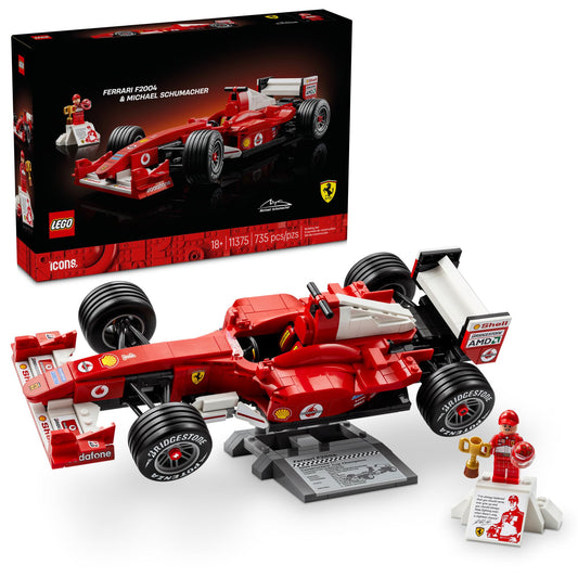 LEGO Icons Ferrari F2004 & Michael Schumacher Building Set for Adults, Ages 18+ - Ferrari F1 Bedroom, Home Office, Desk Decor - Gift Ideas for Men, Women & Fans - 11375 - Available at All In One Marketplace Canada