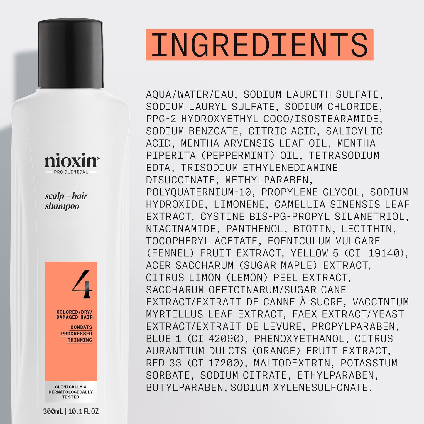 Nioxin System 4 Scalp + Hair Shampoo - Hair Thickening Shampoo For Damaged Hair with Progressed Thinning, 10 fl oz (Packaging May Vary) NIOXIN